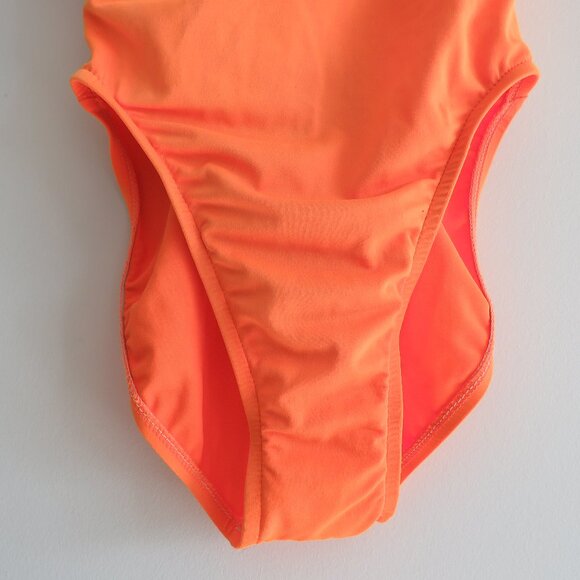 VINTAGE GOTCHA 90s Neon Orange Aztec Embroidered Open Back Swimsuit - Size S - Picture 4 of 15